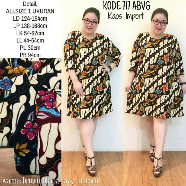 SUPPLIER JUMBOBIGSIZE: BAJU DRESS TERUSAN KAOS BATIK  MELAR JUMBO BIG SIZE PLUS LUCU 717 JOGJA