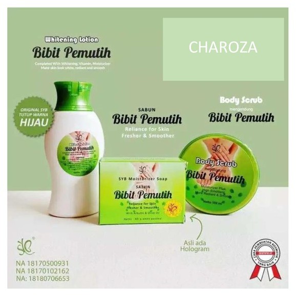 ☘️ CHAROZA ☘️ SYB Whitening Lotion / Soap / Scrub Bibit Pemutih