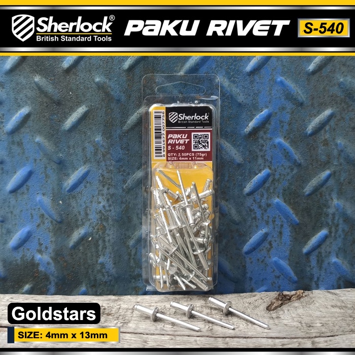 Paku Rivet Sherlock S - 550 size 4 mm x 13 mm ( isi +/- 25 pcs )