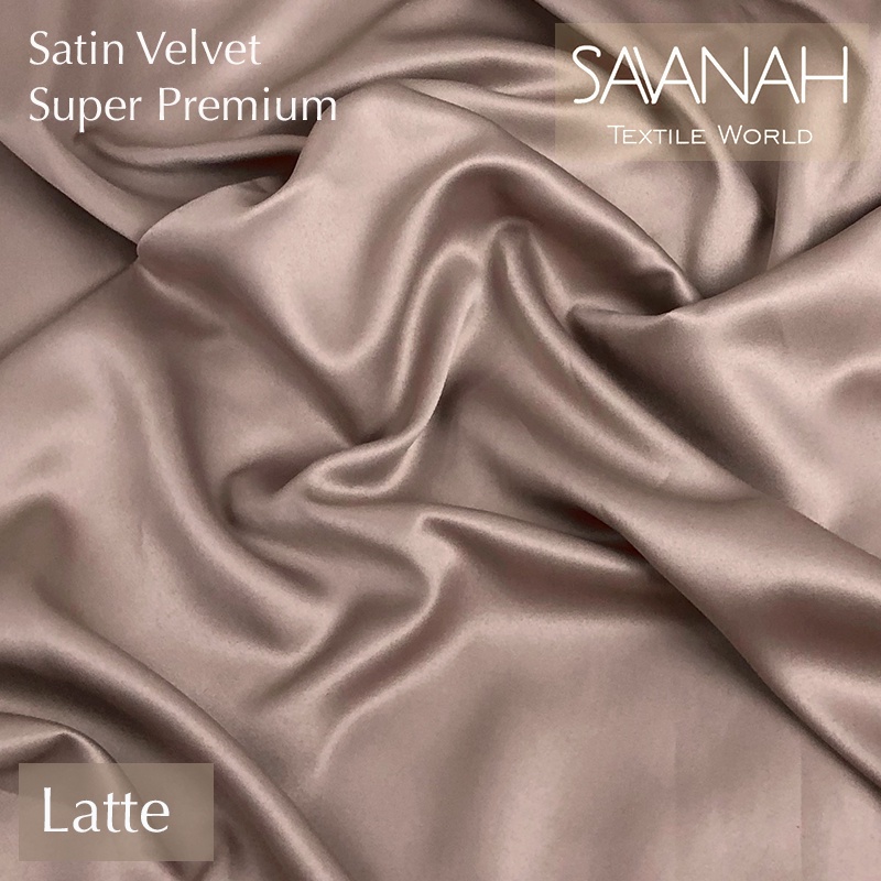 1 meter Kain Satin Velvet SUPER PREMIUM / Sateen Velvet Premium Dress hijab Gamis PASTEL-Latte