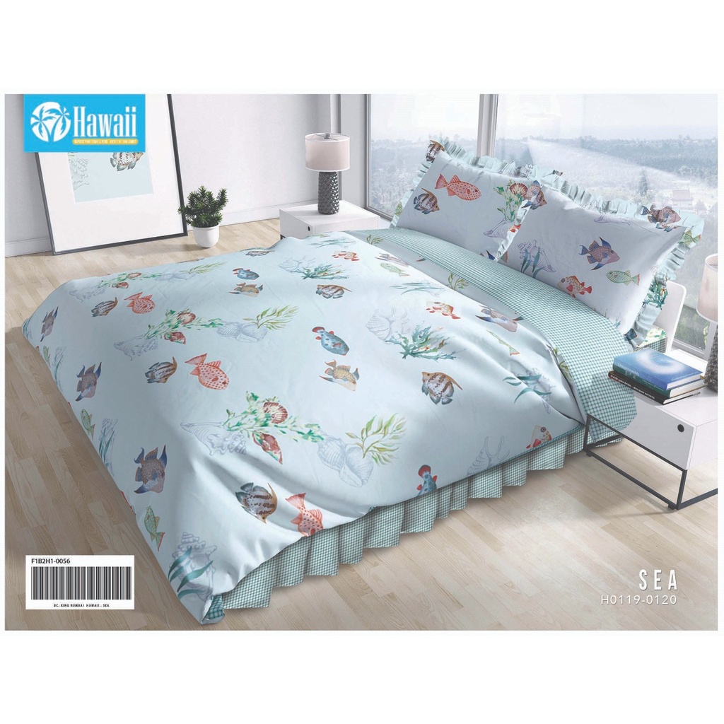 Bedcover Set Hawaii Motif Sea - 180x200x20cm / Bedcover Hawaii Murah