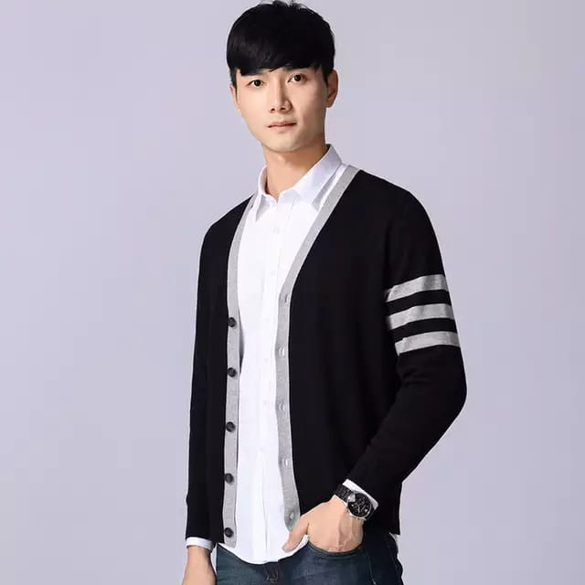 sweater cartigan_v_neck#hitam#rajutpria#sweterpria#cartiganrajut#rajutpria&amp;wanita#