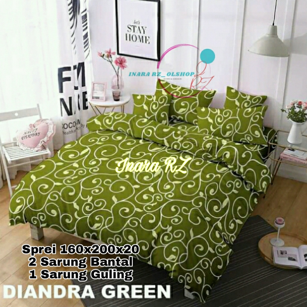 Sprei Diandra, Sprei Homemade 160x200, Sprei Diandra Green, Sprei Murah 160x200