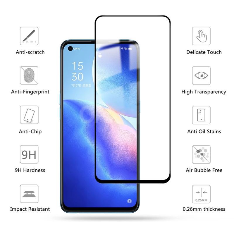 tempered glass full cover oppo reno 1 reno 2 reno 2f reno 2z reno 3 reno 3 pro reno 4 reno 4f reno 5 reno 5f reno 5G reno 6 f1 f1s f5 f7 f9 f11 f11 pro