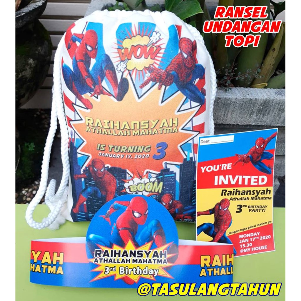 

Tas RANSEL Souvenir Ultah GoodieBag Bingkisan Blacu SPIDERMAN WONDER WOMAN