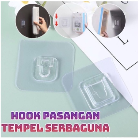 Gantungan Tempel Socket Hook Gantung Pasangan Plus Minus Kualitas Premium Double Tape Nano