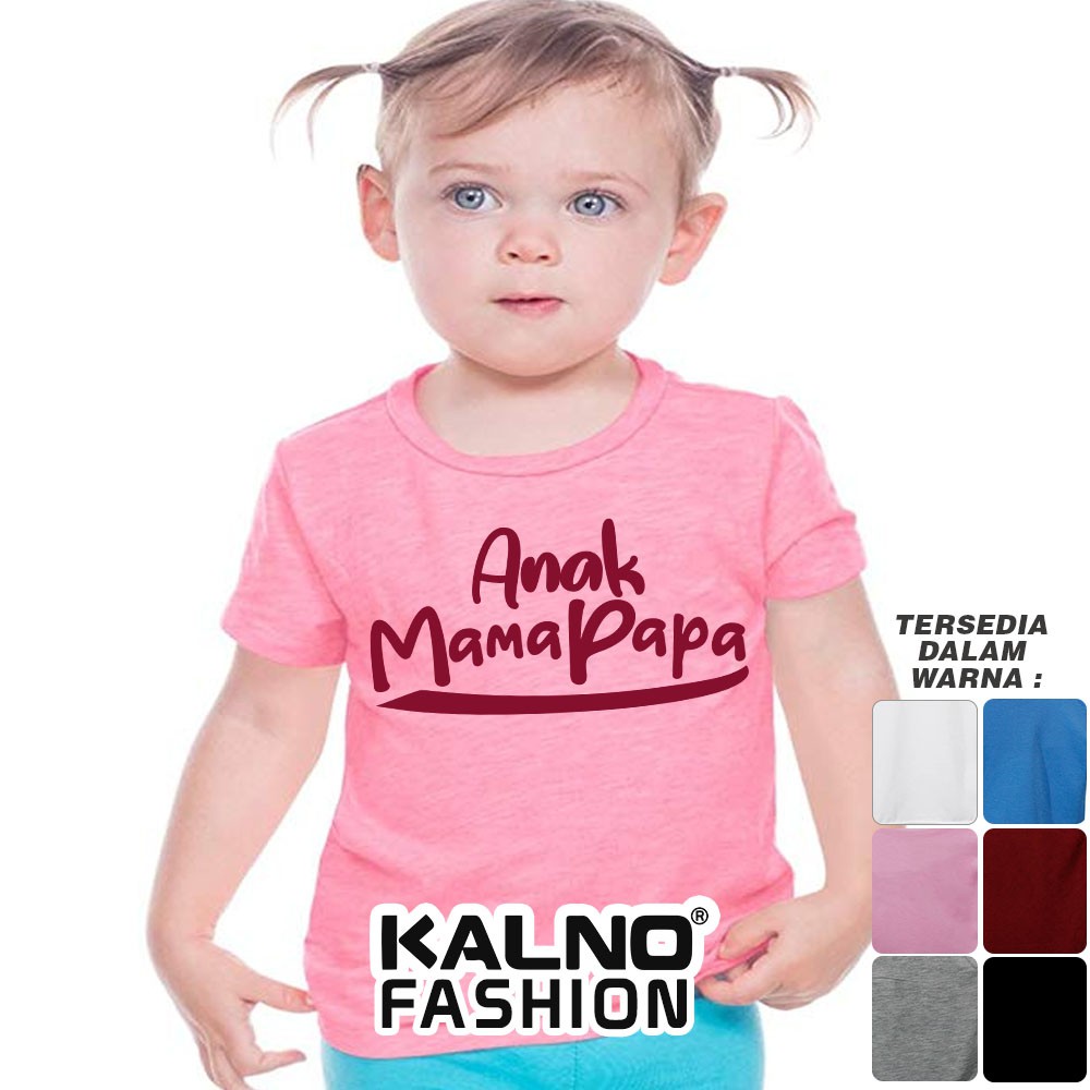 Baju Sablon Tulisan Anak Papa Mama 613 - Umur 1-7 Tahun Ukuran S M L XL Bahan Katun Polyester