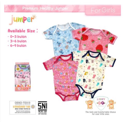 4 PCS PREMIUM HEALTY JUMPER LIBBY - JUMPER PENDEK BAYI LIBBY - JUMPER BAYI