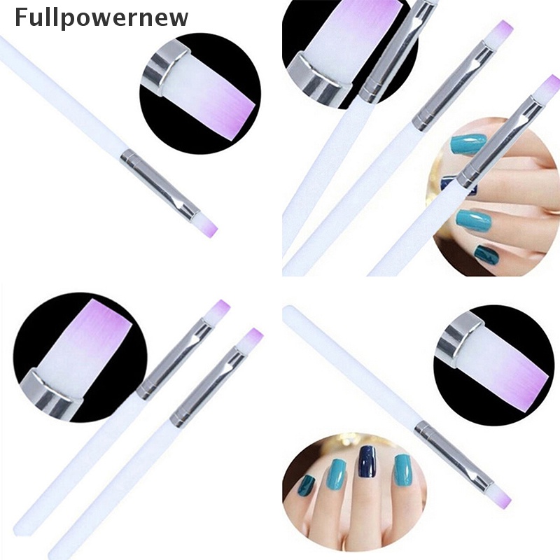 (FULL) 2pcs / Set Kuas Lukis Kutek Gel UV Bahan Akrilik Untuk Nail Art / Manicure DIY