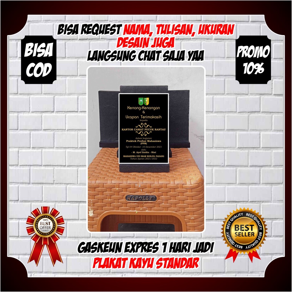 Plakat kayu plakat kenangan plakat cinderamata plakat kayu PKL plakat kenang kenangan vandel plakat