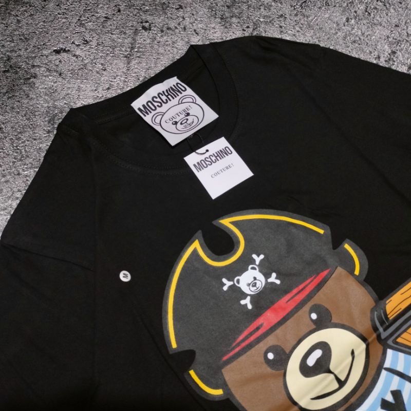 KAOS T-SHIRT MOSCHINO BEAR HITAM/PUTIH PREMIUM AUTHENTIC FULLTAG &amp; LEBEL ( BESTSELLER VARISI WARNA )