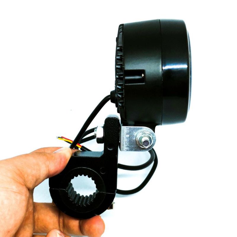 paket lampu daymaker 2 lensa kotak/bulat+breket jepit stang