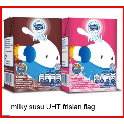 Susu Bendera Milky UHT Coklat Strawberi Susu Anak Kemasan imut praktis 115ml