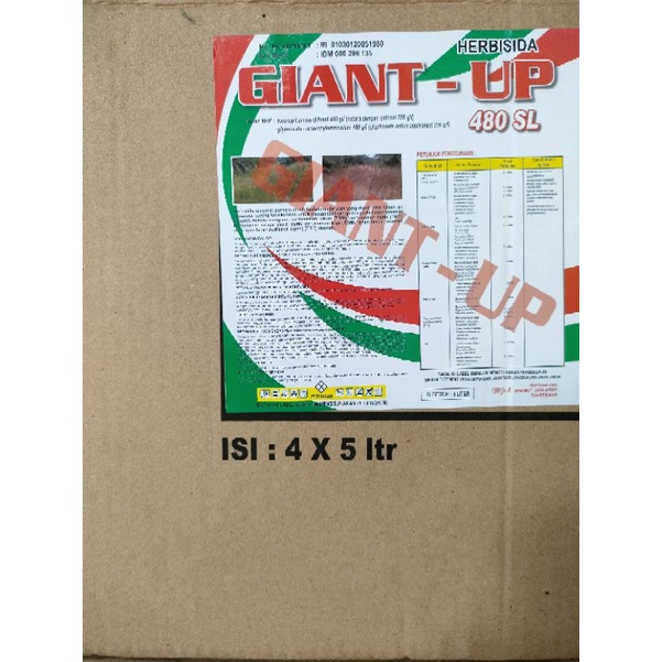 Giant up 480 SL 5 Liter Herbisida Sistemik Glifosat 480SL Tumpas Rumput Sampai Ke Akar Bonus Bungkus bublewarp