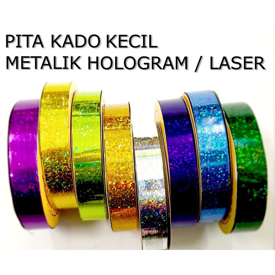 Pita Kado 2cm RIBBON Metalik Hologram Laser Jepang Plastik Kertas Warna Warni Gift Hadiah Parcel Parsel Ulang Tahun Anniversary Birthday Party Wisuda Graduate Bouquete Bucket Pesta Prakarya Kerajinan Craft Crafting Art Grosing Prakarya Malang