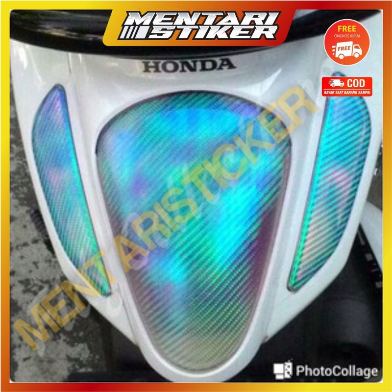 STIKER LAMPU MOBIL/ SKOTLET CARBON KEVLAR PELANGI TRANSPARAN