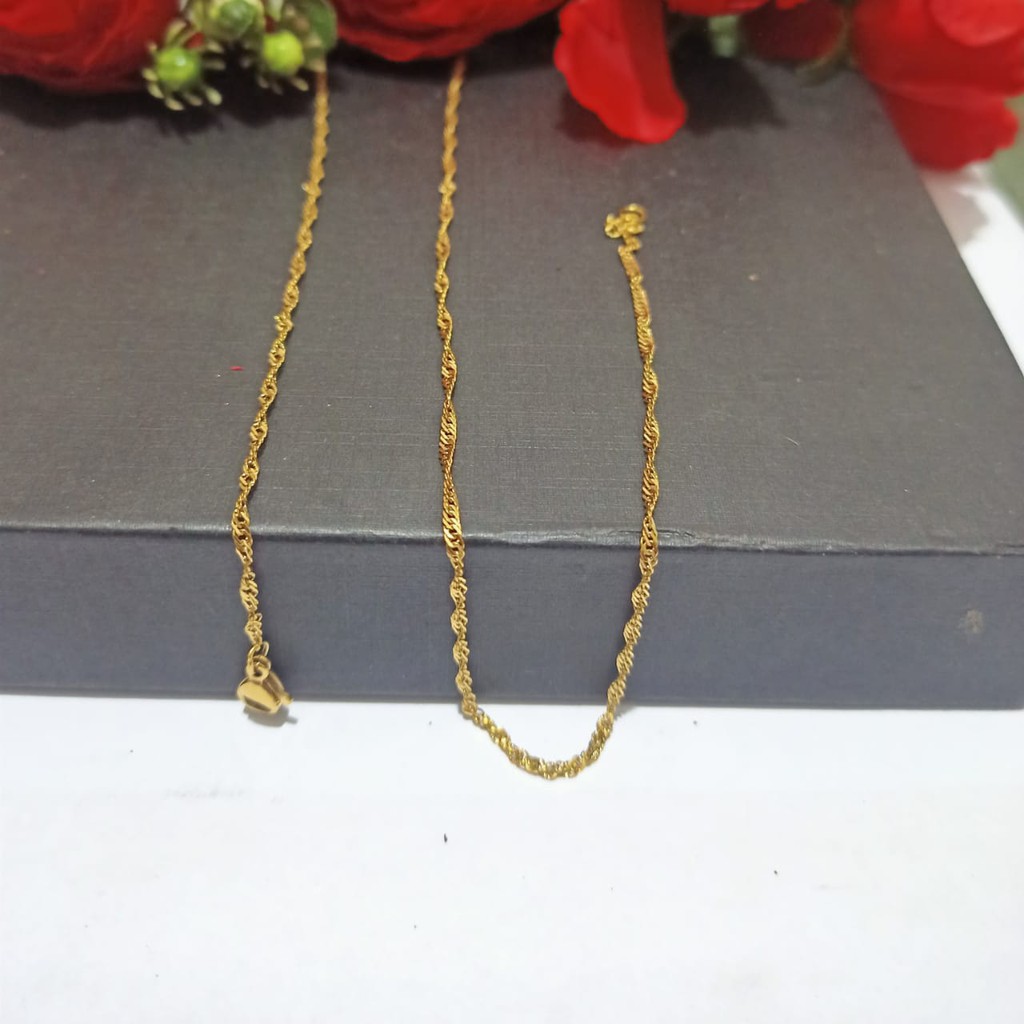 Kalung TITANIUM motif melintir Alus gold&amp;silver, pria&amp; wanita TIDAK karat COD