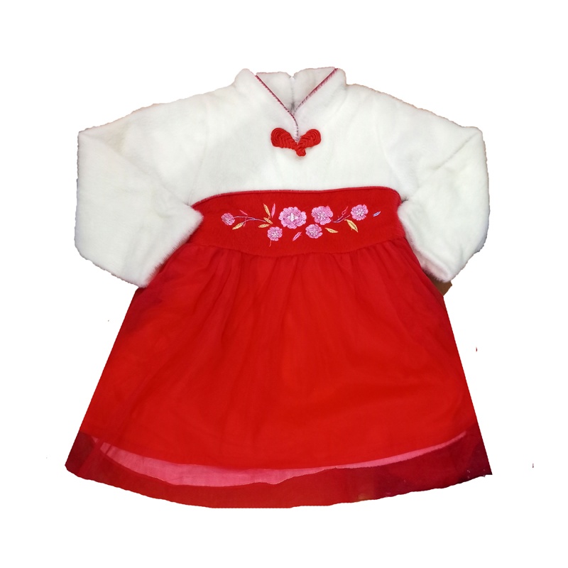Dress Cheongsam Korea Anak White Red