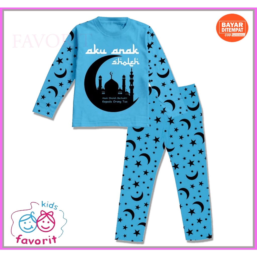 Favorit kids Piyama Setelan anak perempuan muslim lengan panjang celana panjang motif anak soleh