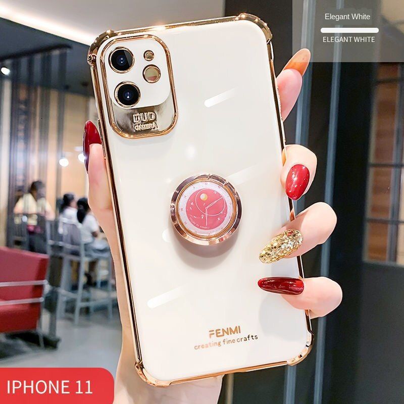 Pelapisan listrik mewah dengan casing ponsel dudukan cincin untuk penutup silikon iPhone 12 11 Pro Max