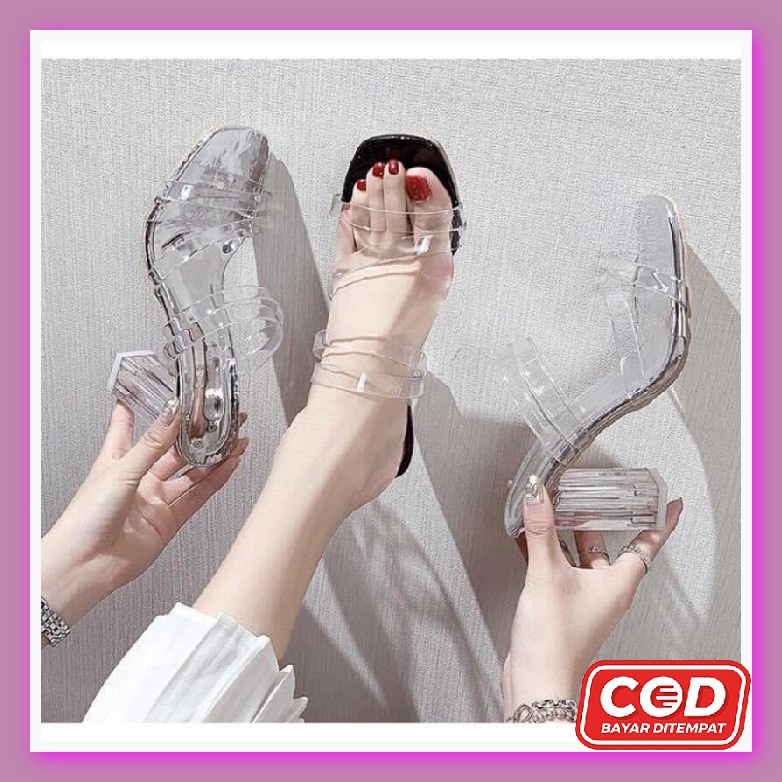 Sendal Heels Tali Wanita Kekinian High Hils Hak Tinggi Tahu Kaca Jinjit Hills Ibu Ibuibu Kondangan H
