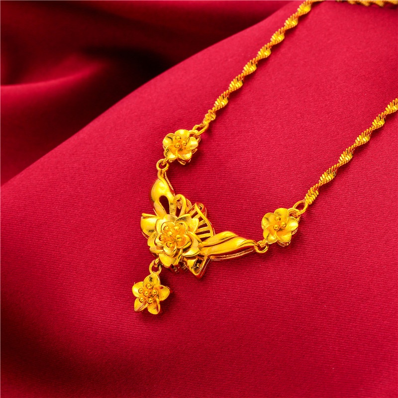 Kalung Emas Asli Kadar 375 Liontin Bunga Gaya Korea Untuk Wanita Hadiah Hari Valentine 120N1