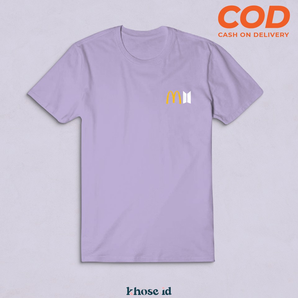 KHOSE KAOS UNISEX MCD X BTS SABLON DIGITAL WARNA LILAC KODE MC-01 / BT21 TINYTAN ARMY