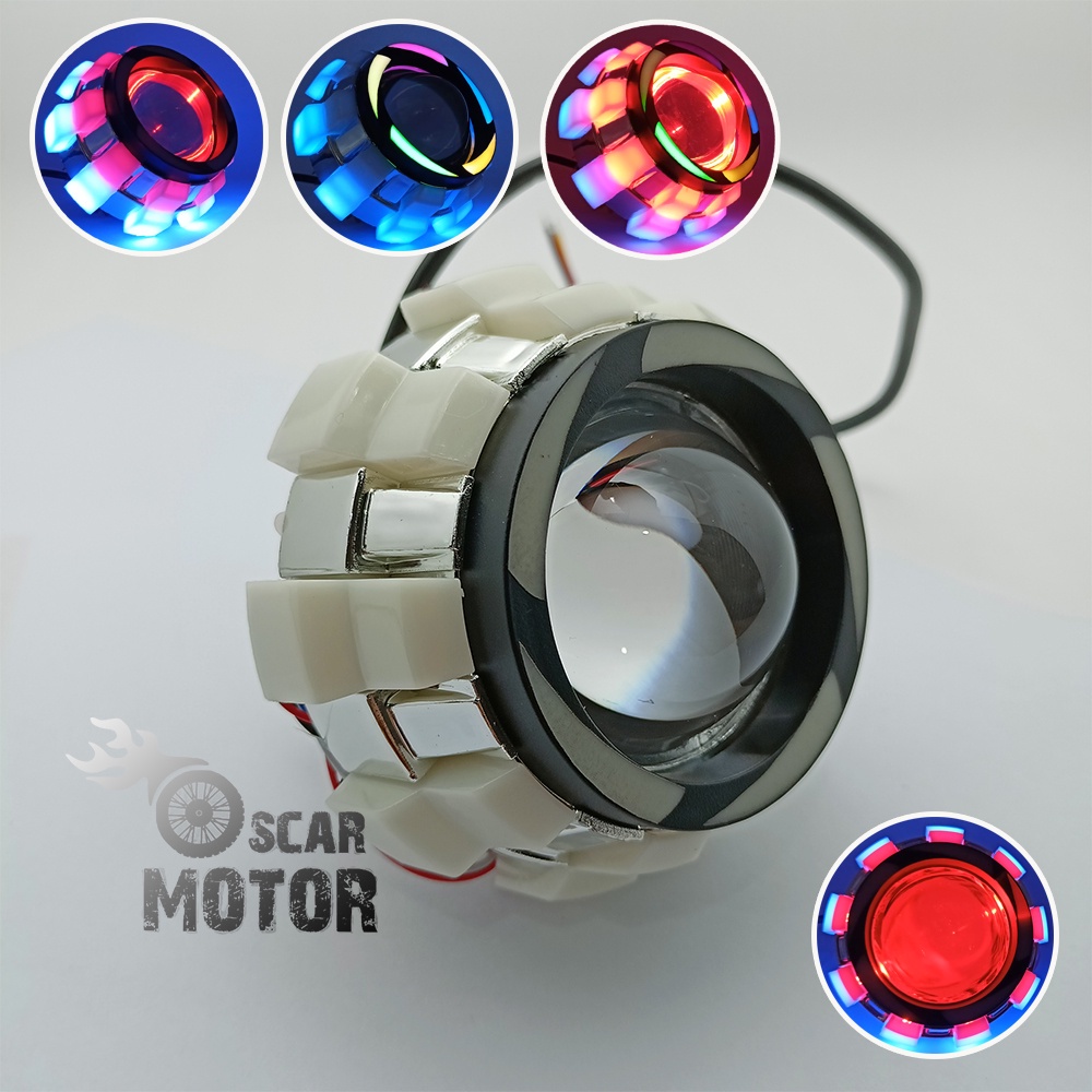 PROJIE LED V10 RAINBOW LAMPU UTAMA DEPAN MOTOR RUNNING AND FLASH NEW motor motor