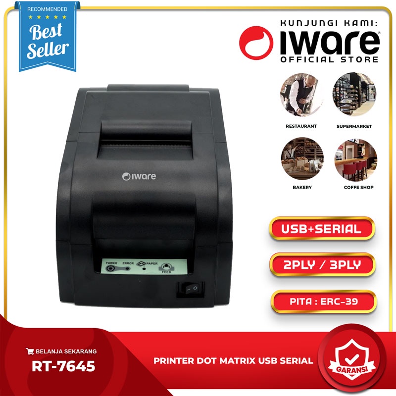 Jual Iware Printer Kasir Pos Struk Dot Matrix Iware Rt 7645 Usb Serial Kertas Hvs Ncr 1ply 2ply 7983