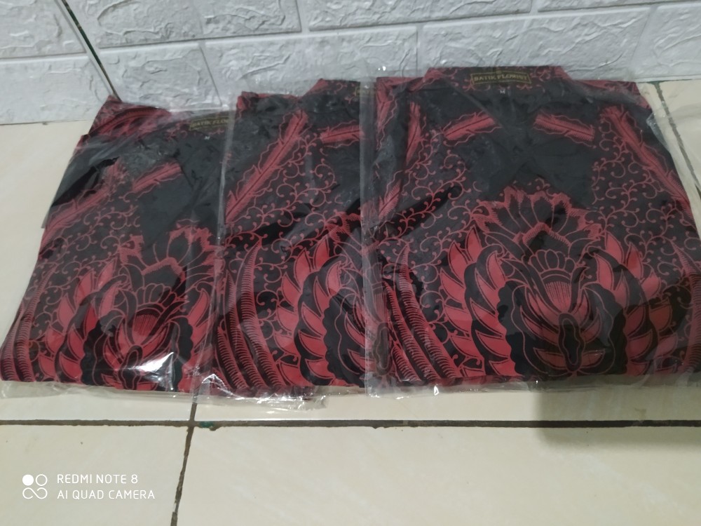 Baju Batik Pria | Manuk Peksi Merah Lengan Panjang Slim Fit Lapis Furing | By Batik Florist