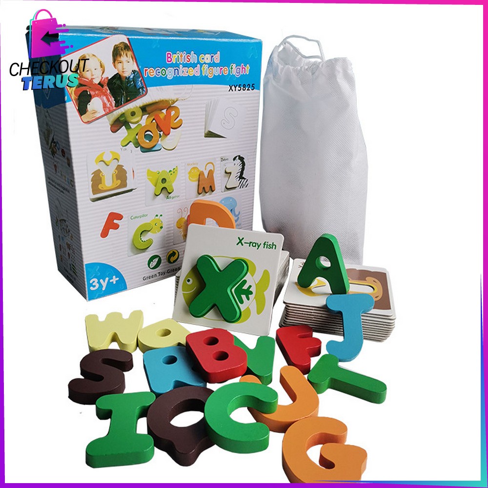 CT M273 Mainan Puzzle Kayu BRITISH CARD Anak Belajar Mainan Huruf dan Angka Alfabet Kayu Edukasi Kartu Alphabet