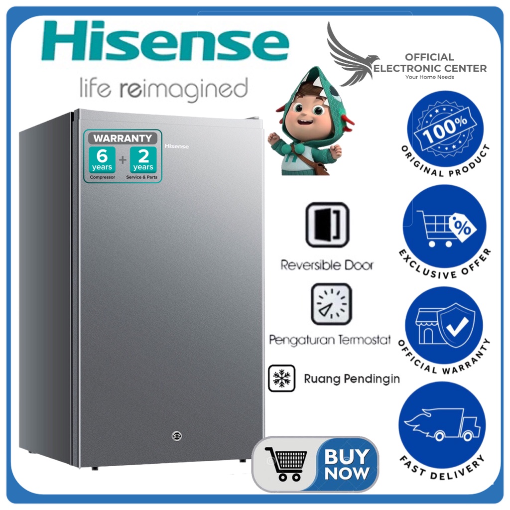 HISENSE KULKAS 1 PINTU RR120D4IGN RR125 SUPERCOOLING LOW WATT HISENSE LEMARI ES 110L