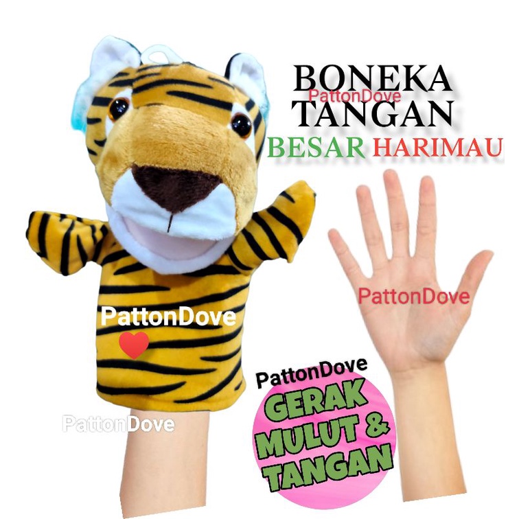 BONEKA TANGAN HARIMAU TIGER PREMIUM HAND PUPPET ANIMAL BINATANG HEWAN KARAKTER BONEKA DONGENG BAHAN BAGUS.