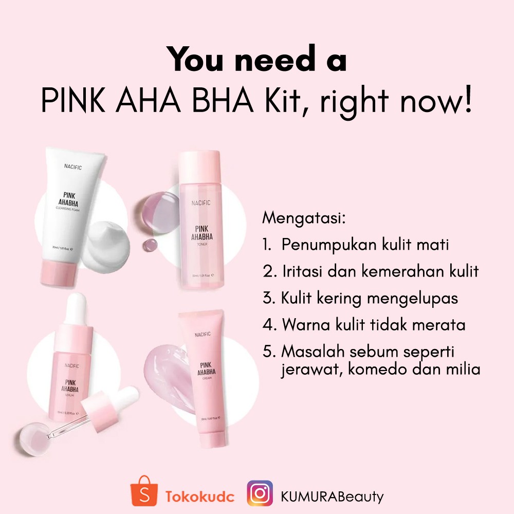 NACIFIC PINK AHA BHA KIT STARTER KIT DRY SKIN SKINCARE KULIT KERING EXP 2023-08-12