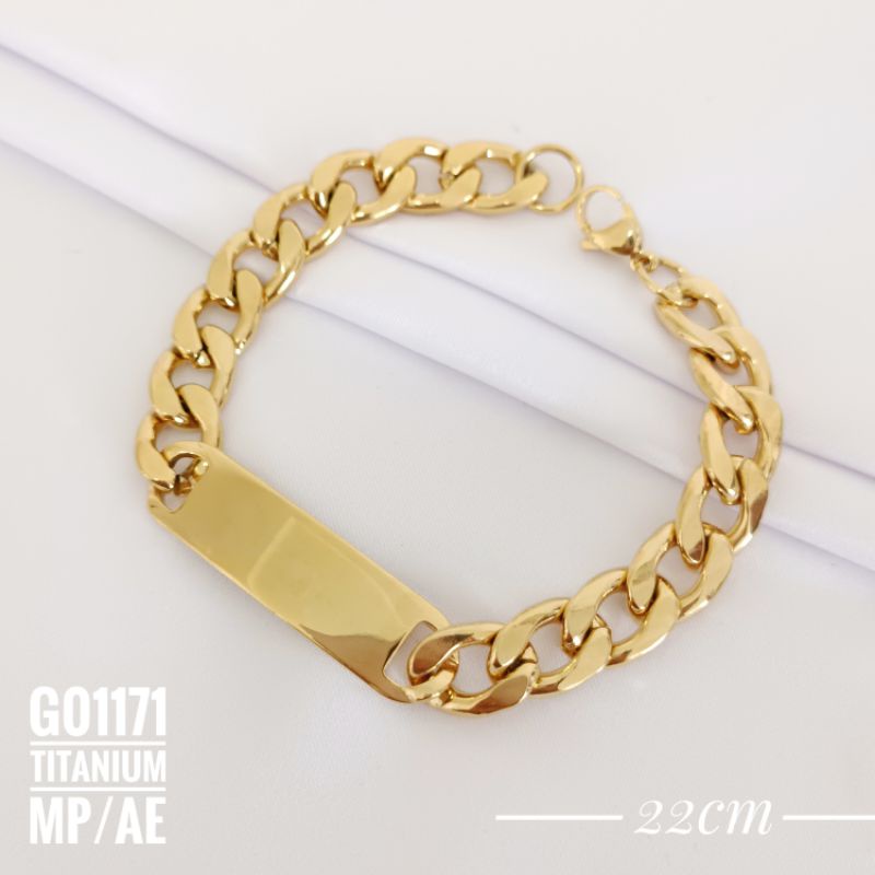 Gelang Titanium Plat Rantai Gold G01171