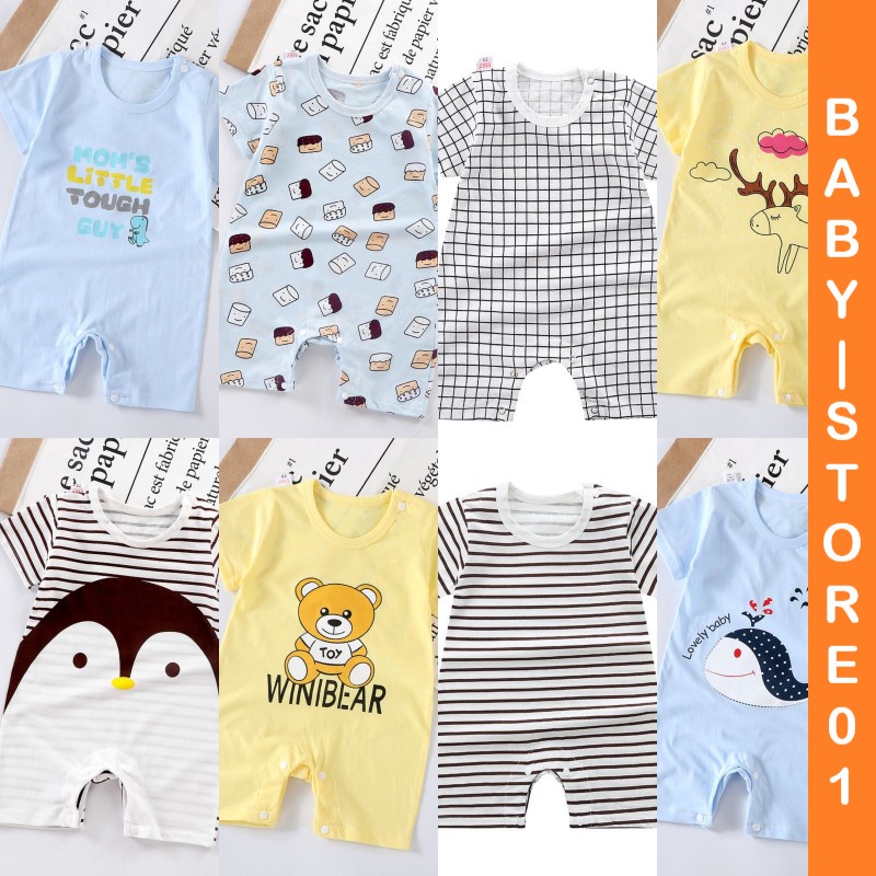 BABY STORE01 - ROMPER BAYI LAKI-LAKI/PEREMPUAN LENGAN PENDEK TULISAN BABY JUMPER PAKAIAN BAYI