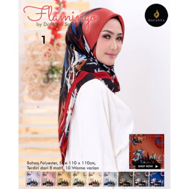 Hijab Square Flamingo 8 Motif by Dafanya Scarf