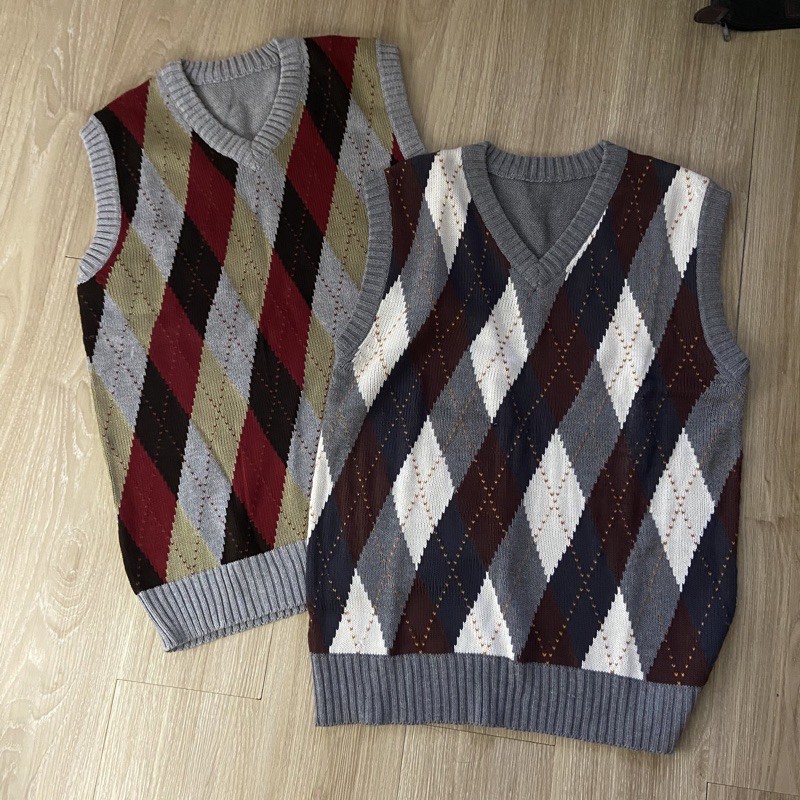 ARGYLE CARDIGAN SWEATER / KARDIGAN KETUPAT RAJUT KNIT