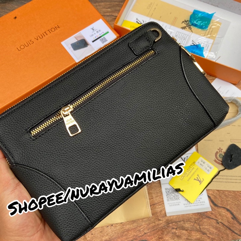 Clutch Lv Full kulit asli import ada kode kunci handbag lv kulit asli pria wanita