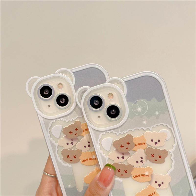 Soft Case Silikon TPU Motif Kepala Beruang Untuk iPhone 13 12 11 Pro Max X Xr Xs Max SE 2020 8 7 6 6s Plus