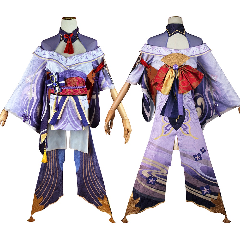 【Wetrose】Genshin Impact Raiden Shogun Shougun Baal Ba'al Cosplay Women Costume Kostum Full Set, Raiden Shogun Wig