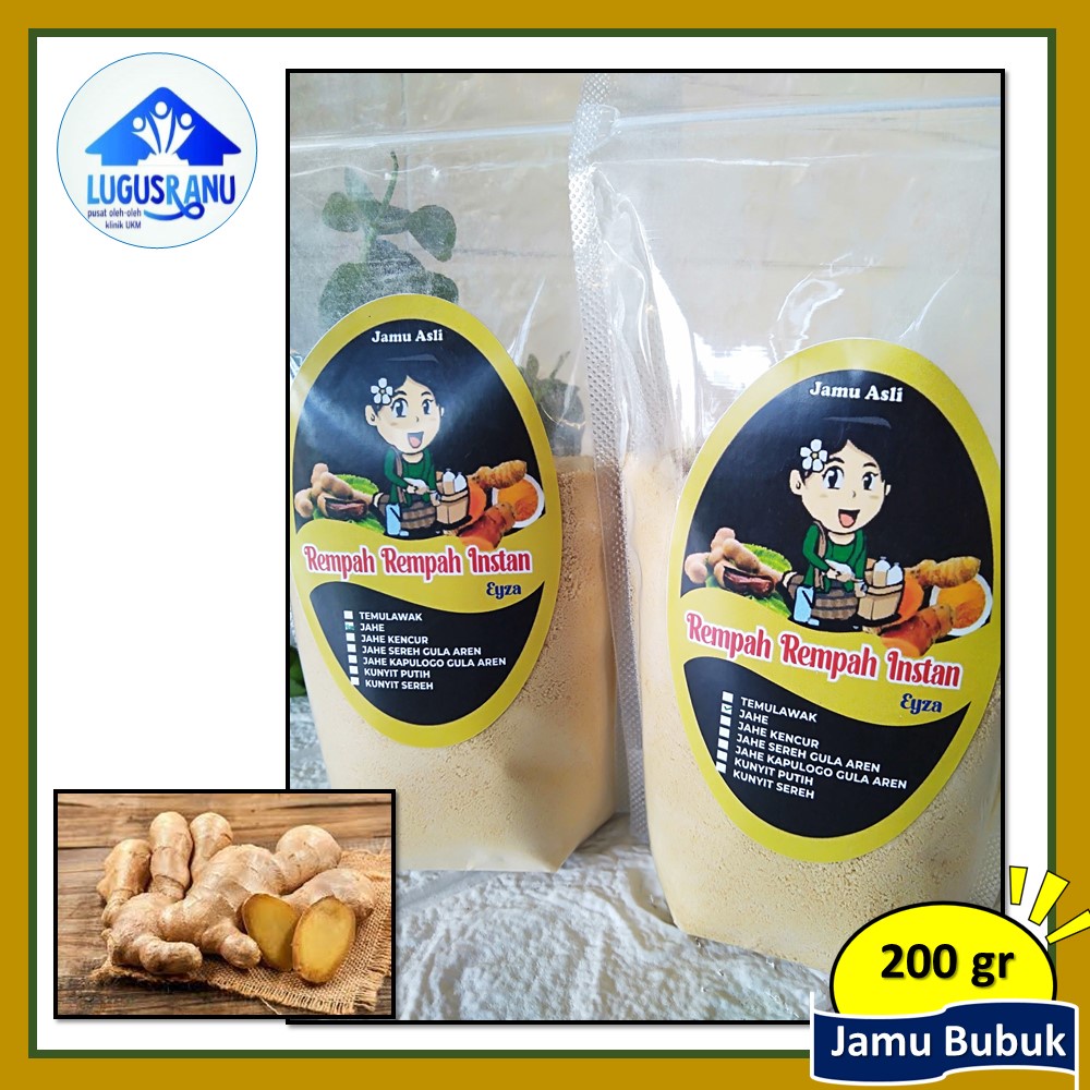 

JAHE BUBUK Jamu Instant Bubuk Halus Tinggal Tuang 200 gr alami (Tanpa Gula)