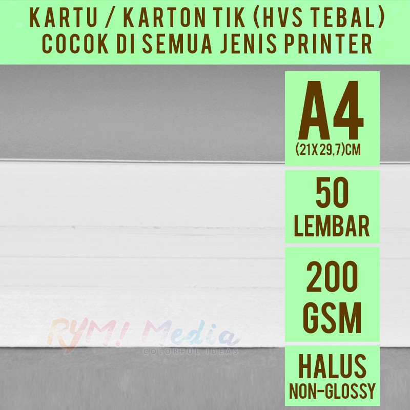 

HJK Kertas Kartu Tik 200 Gsm A4 Isi 50 Lembar - Kertas Hvs Tebal Manila Bc Putih A4 200 Gram Kertas