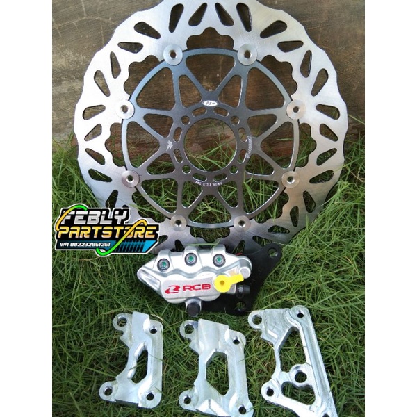 PAKET SET PIRINGAN CAKRAM PSM 300MM FLOATING ORIGINAL KALIPER RCB S SERIES 2 PISTON BREKET CNC KALIP