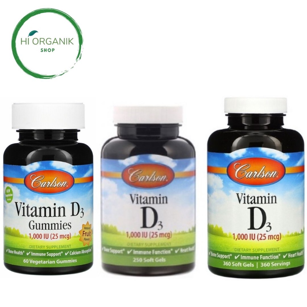 Jual Carlson Labs Vitamin D3 1000 IU 250 softgel ; Carlson Vitamin D3