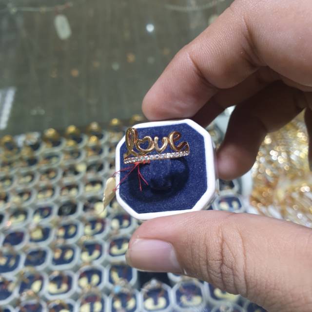 Cincin emas asli love listring