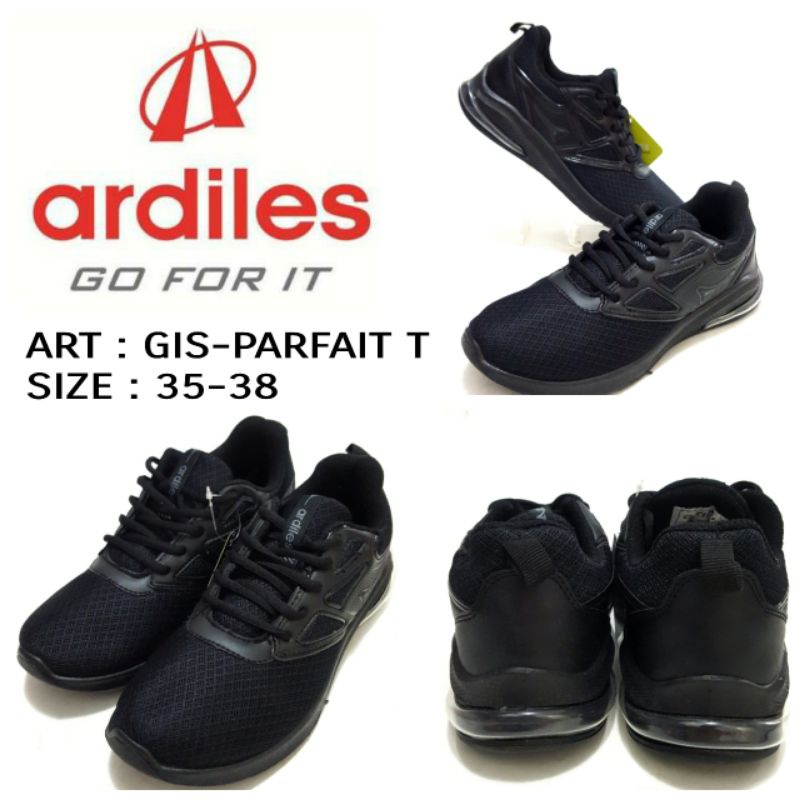 SEPATU SEKOLAH TALI ALL BLACK KEREN MURSH ARDILES GIS - PARFAIT TANGGUNG SIZE 35-38