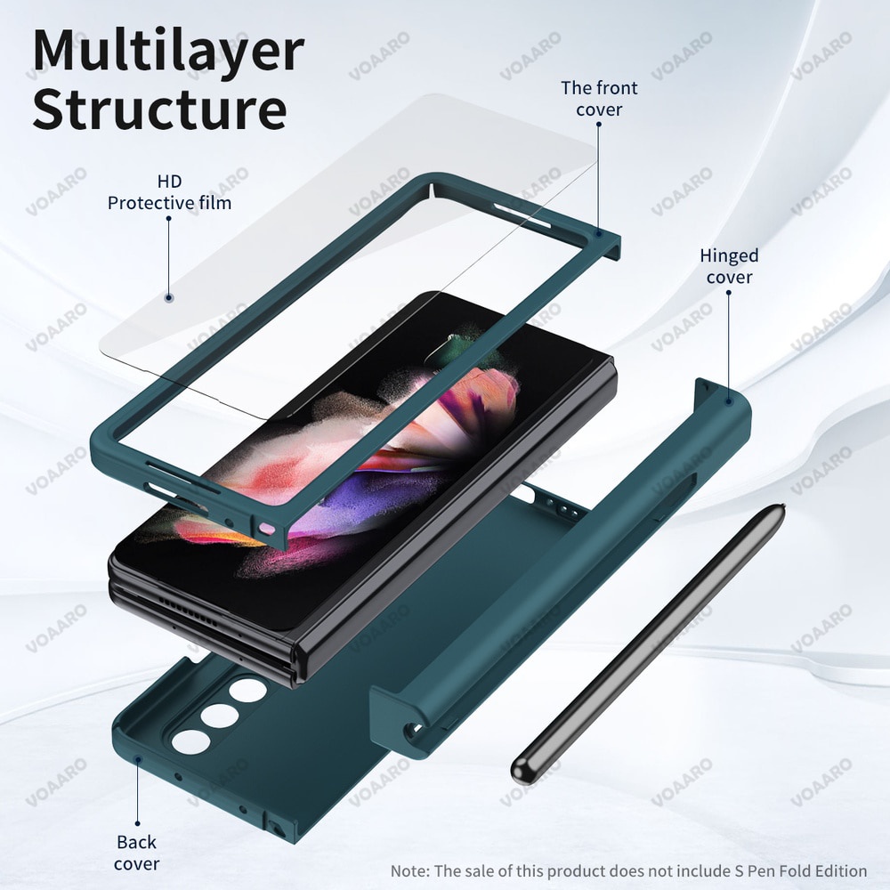 Frosted Matte Skin Hinge Case Tempered Glass Samsung Galaxy Z Fold 3 And With Slot Pen