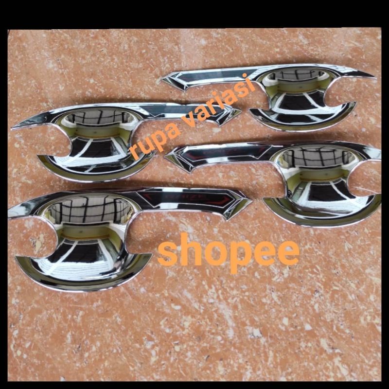 Outer mangkok handle pintu mobil toyota raize 2021 2022 motif carbon hitam chrome crome tempel