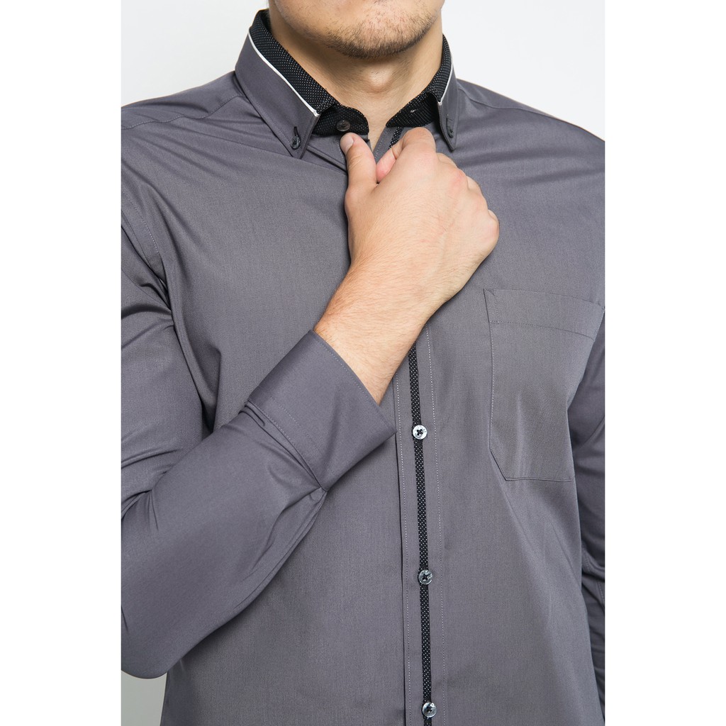 Alisan Kemeja Lengan Panjang Polos Spesial Slimfit PLS1235991LS Abu / Ramayana Jatinegara